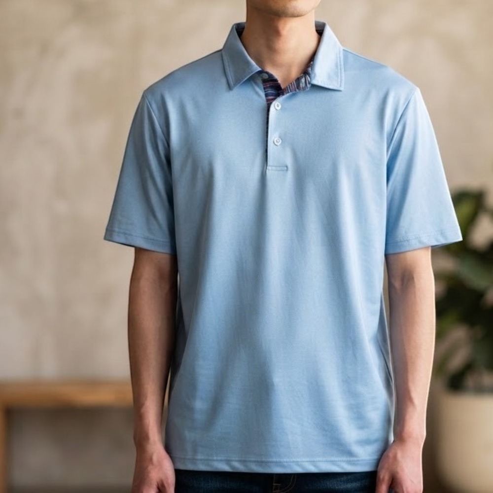 Bertigo Performance Polo Mens XL Light Blue Stretch Golf Casual Short Sleeve